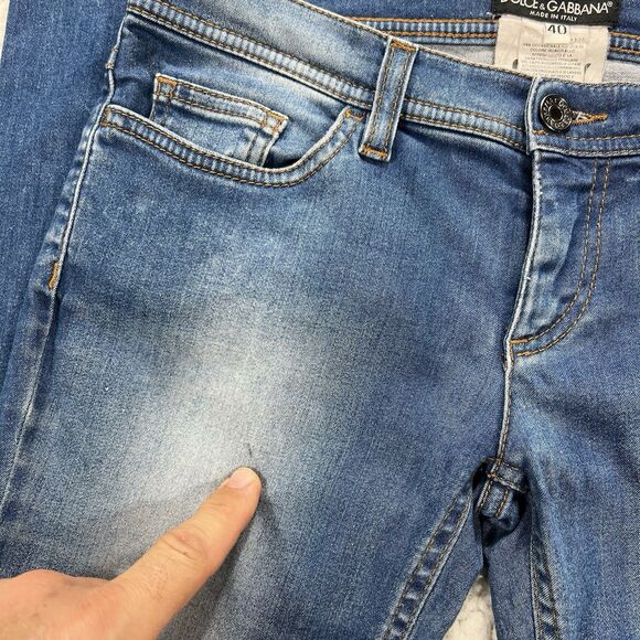 Dolce & Gabbana Girly Jeans Women’s EU6 Low Rise Slim Blue Stretch Denim Italy - Picture 6 of 14